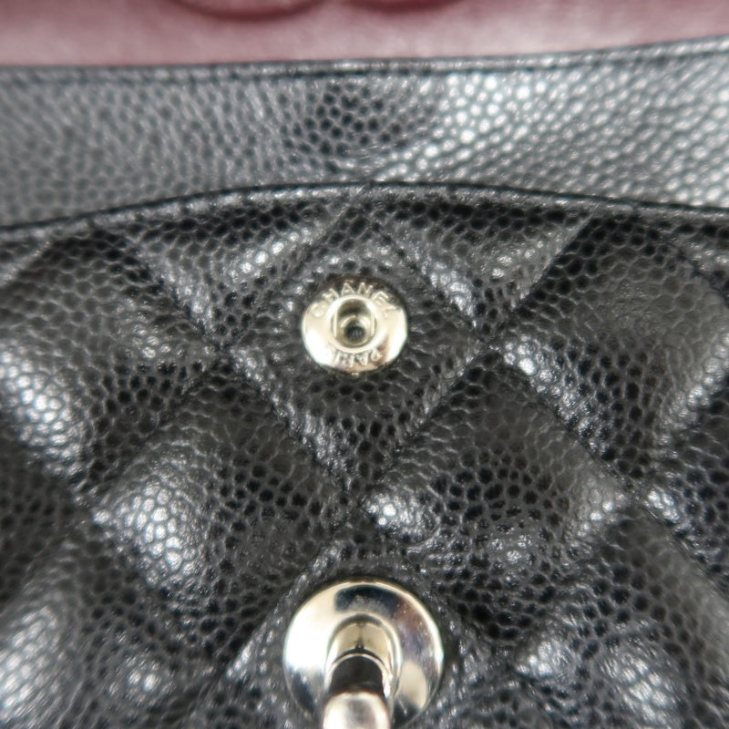 CHANEL Classic Flap Black Caviar Leather Quilted Flap Shoulder Bag With Silever Hardware