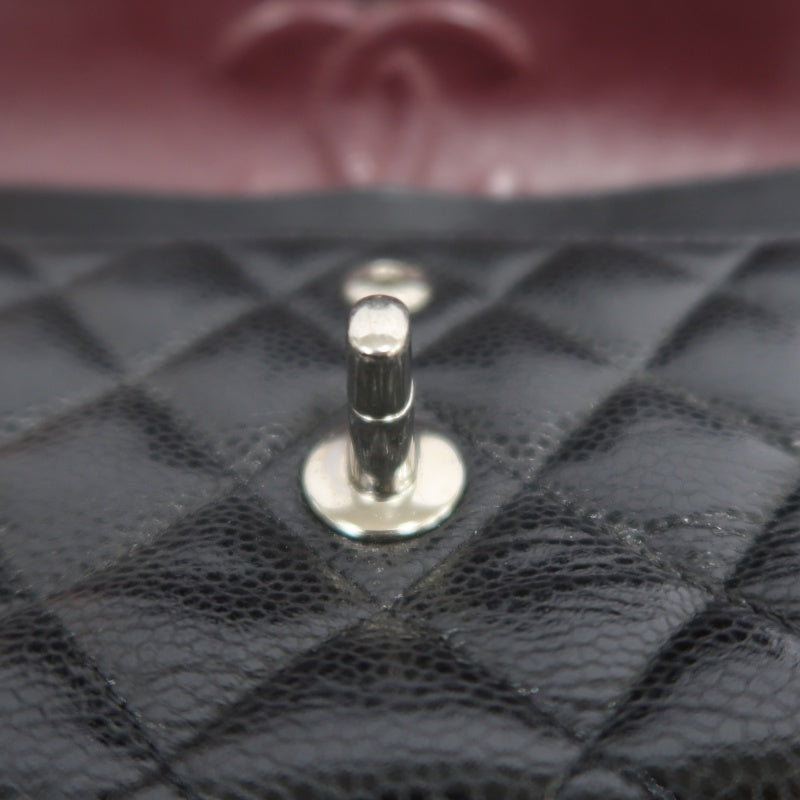 CHANEL Classic Flap Black Caviar Leather Quilted Flap Shoulder Bag With Silever Hardware