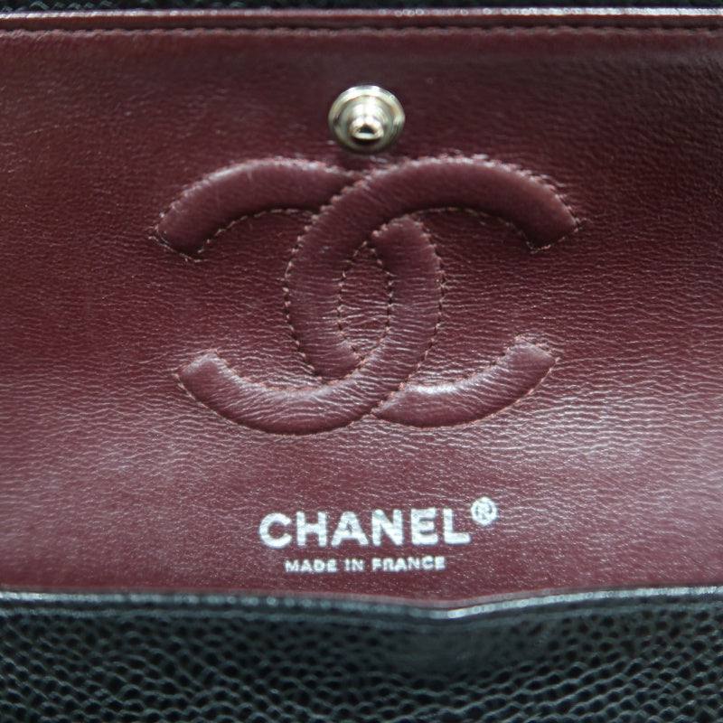 CHANEL Classic Flap Black Caviar Leather Quilted Flap Shoulder Bag With Silever Hardware