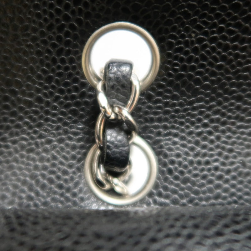 CHANEL Classic Flap Black Caviar Leather Quilted Flap Shoulder Bag With Silever Hardware