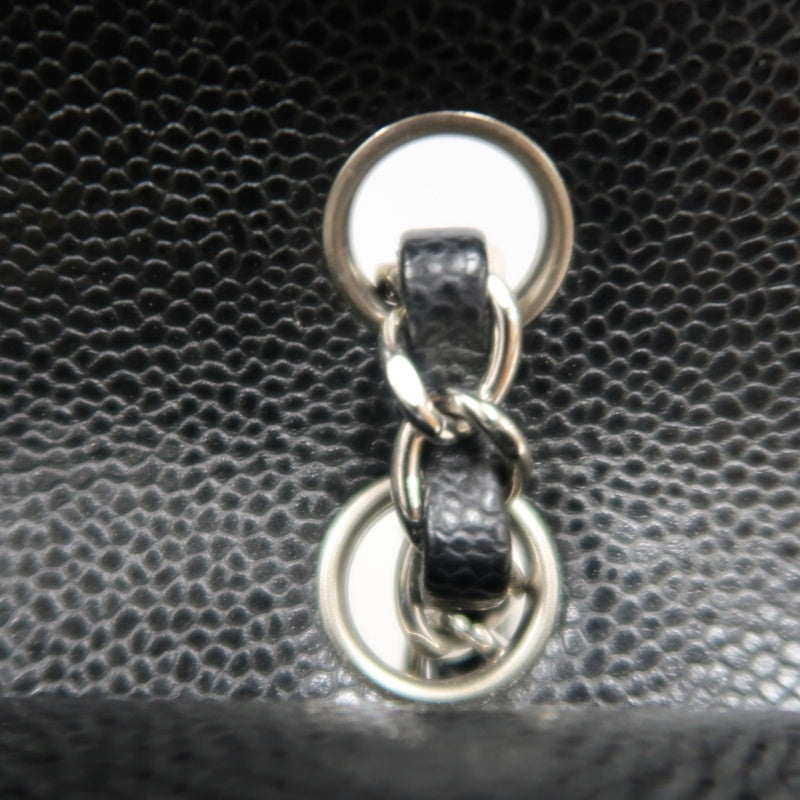 CHANEL Classic Flap Black Caviar Leather Quilted Flap Shoulder Bag With Silever Hardware