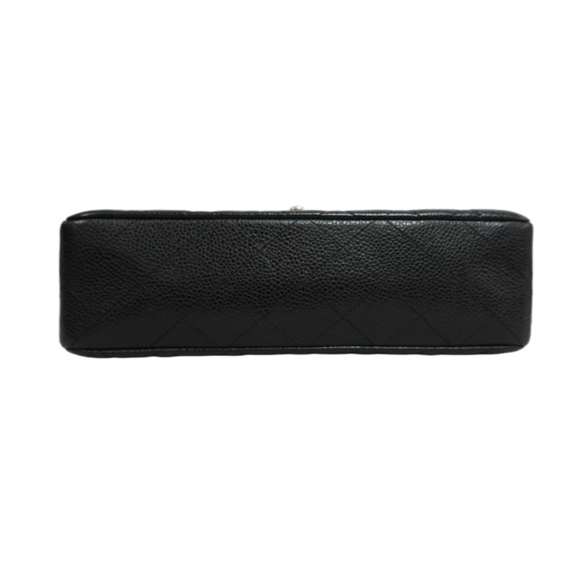 CHANEL Classic Flap Black Caviar Leather Quilted Flap Shoulder Bag With Silever Hardware