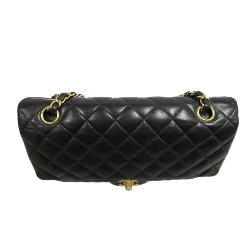 CHANEL Classic Flap Black Lambskin Quilted Flap Shoulder Bag With Gold Hardware