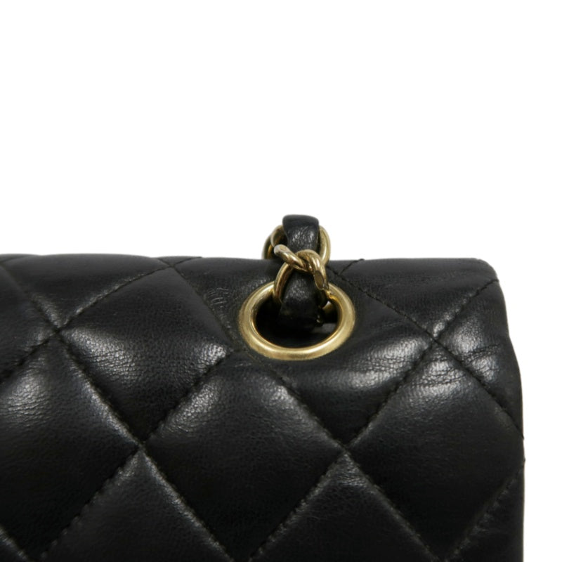 CHANEL Classic Flap Black Lambskin Quilted Flap Shoulder Bag With Gold Hardware
