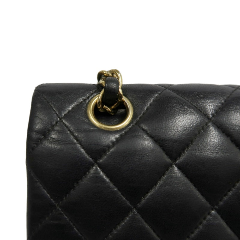 CHANEL Classic Flap Black Lambskin Quilted Flap Shoulder Bag With Gold Hardware