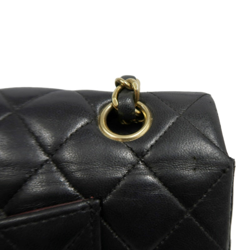 CHANEL Classic Flap Black Lambskin Quilted Flap Shoulder Bag With Gold Hardware