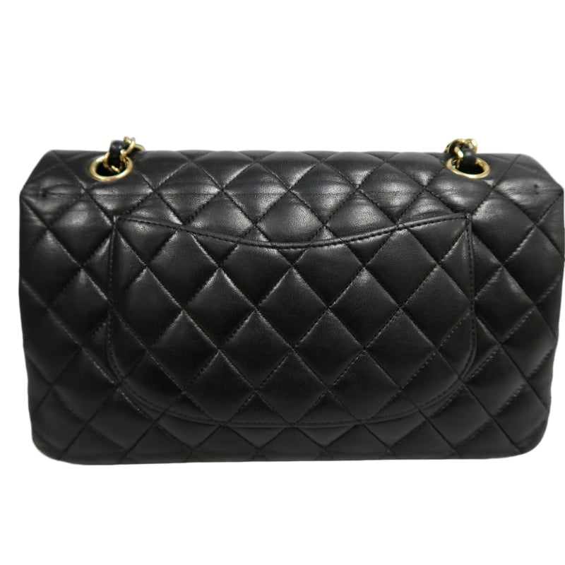 CHANEL Classic Flap Black Lambskin Quilted Flap Shoulder Bag With Gold Hardware
