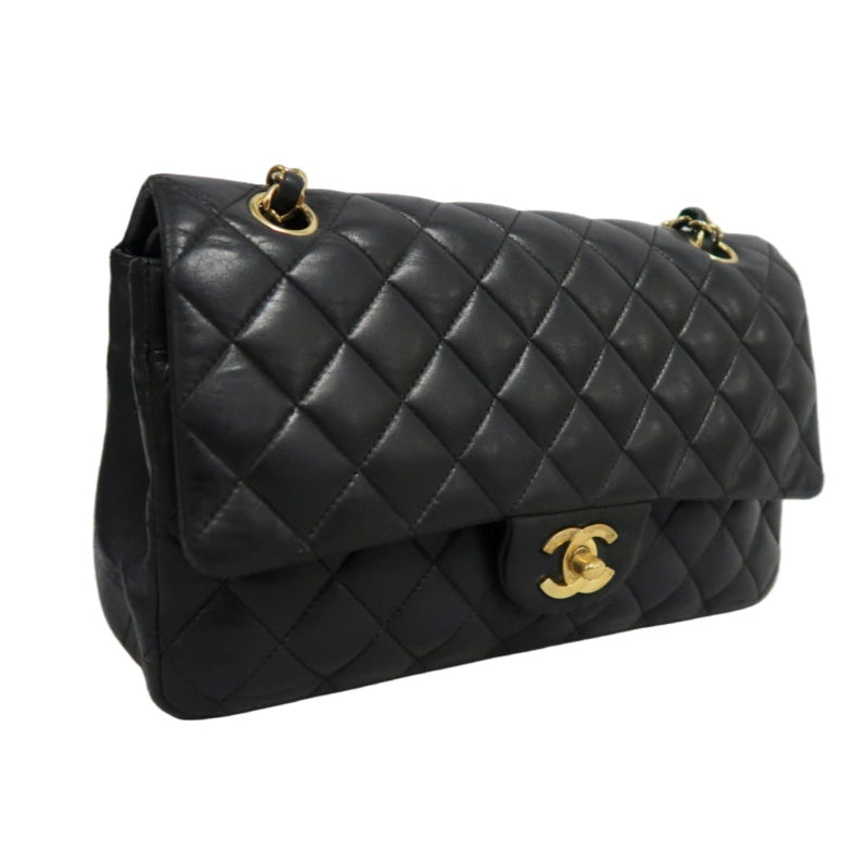 CHANEL Classic Flap Black Lambskin Quilted Flap Shoulder Bag With Gold Hardware