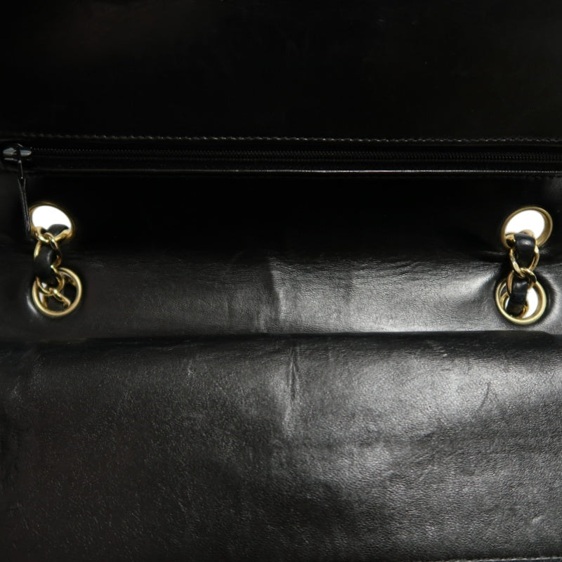 CHANEL Classic Flap Black Lambskin Quilted Flap Shoulder Bag With Gold Hardware