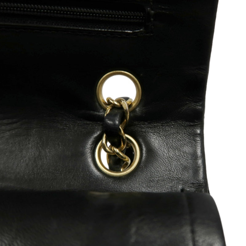 CHANEL Classic Flap Black Lambskin Quilted Flap Shoulder Bag With Gold Hardware