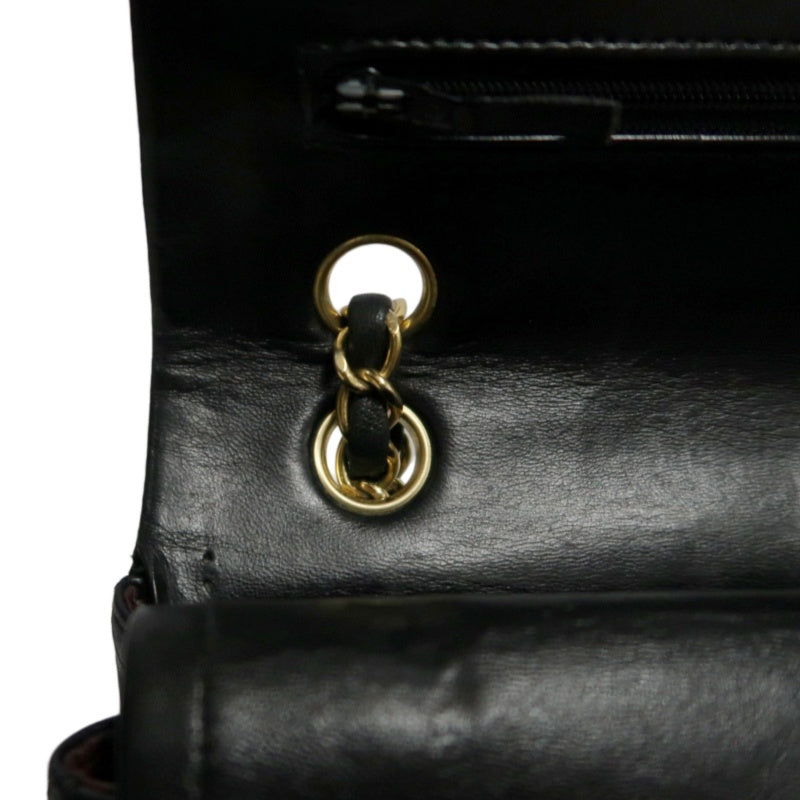 CHANEL Classic Flap Black Lambskin Quilted Flap Shoulder Bag With Gold Hardware