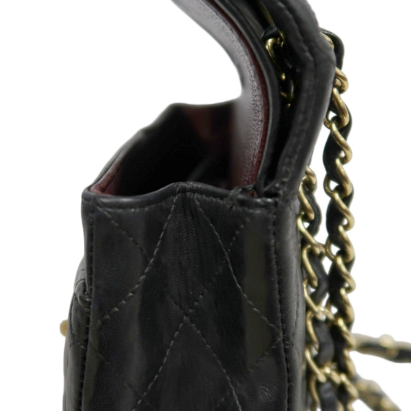 CHANEL Classic Flap Black Lambskin Quilted Flap Shoulder Bag With Gold Hardware