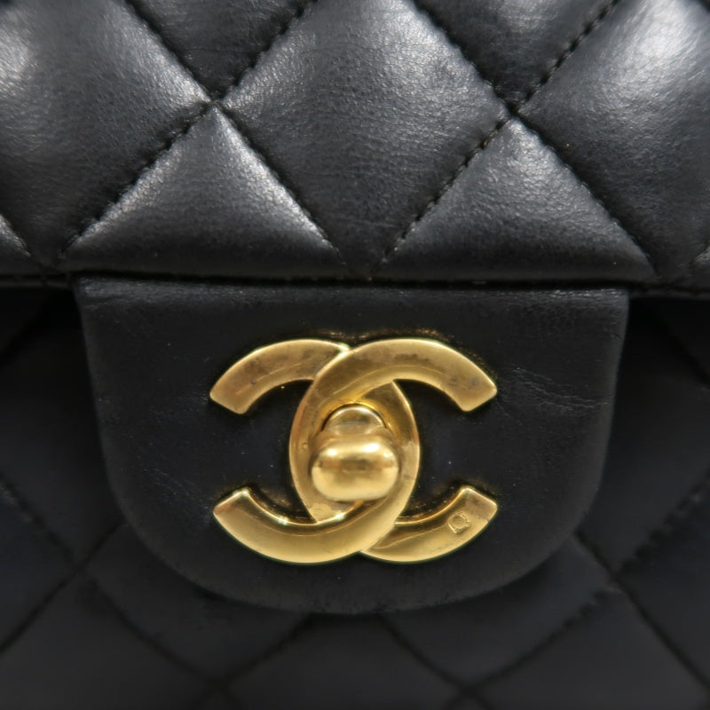 CHANEL Classic Flap Black Lambskin Quilted Flap Shoulder Bag With Gold Hardware