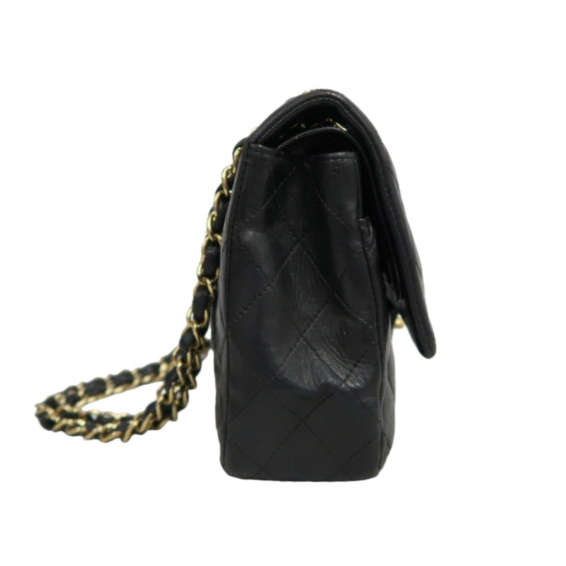 CHANEL Classic Flap Black Lambskin Quilted Flap Shoulder Bag With Gold Hardware