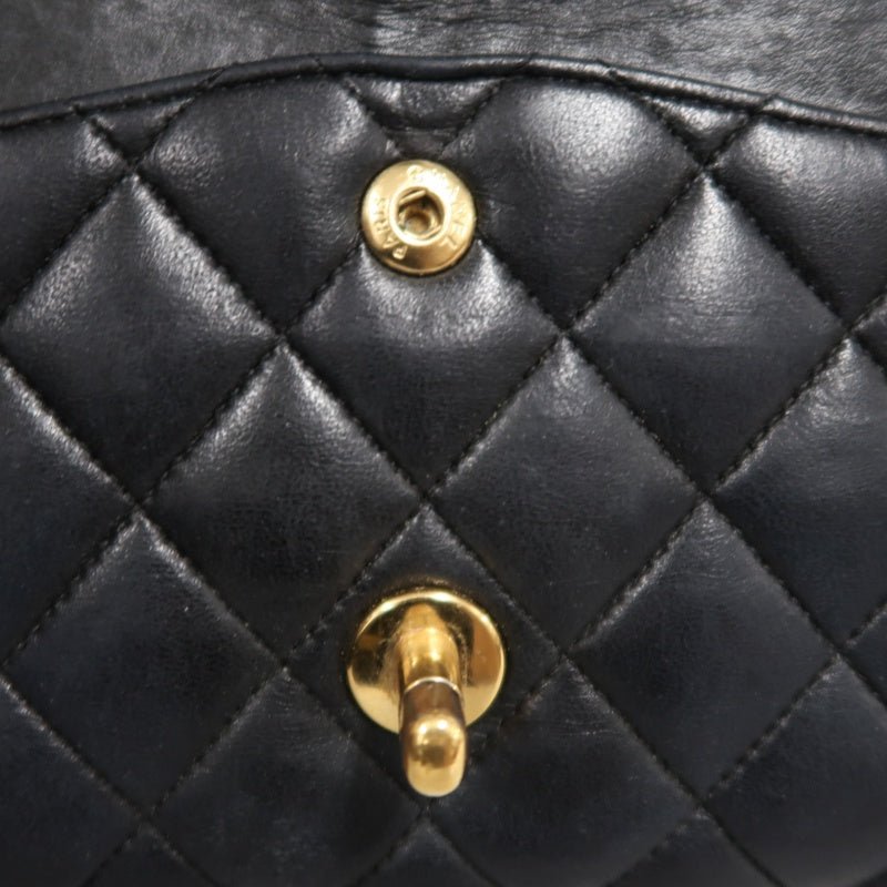 CHANEL Classic Flap Black Lambskin Quilted Flap Shoulder Bag With Gold Hardware