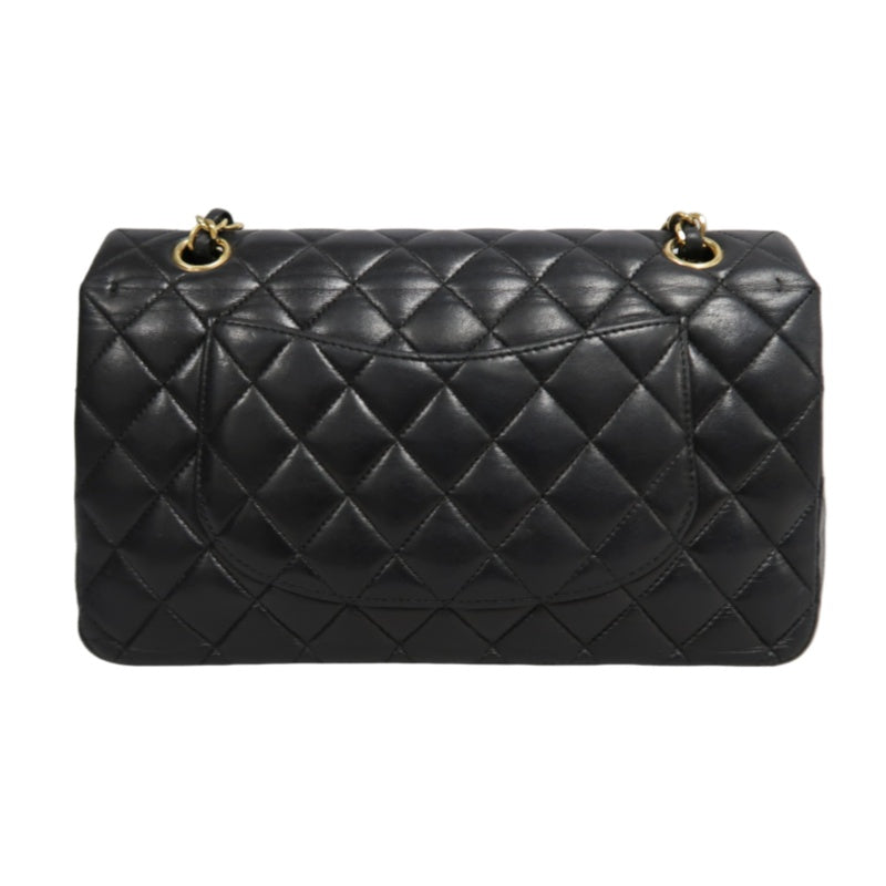 CHANEL Classic Flap Black Lambskin Quilted Flap Shoulder Bag With Gold Hardware