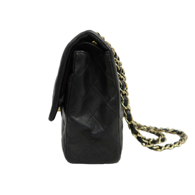 CHANEL Classic Flap Black Lambskin Quilted Flap Shoulder Bag With Gold Hardware