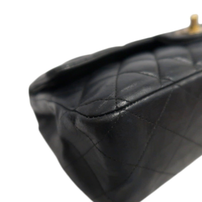 CHANEL Classic Flap Black Lambskin Quilted Flap Shoulder Bag With Gold Hardware