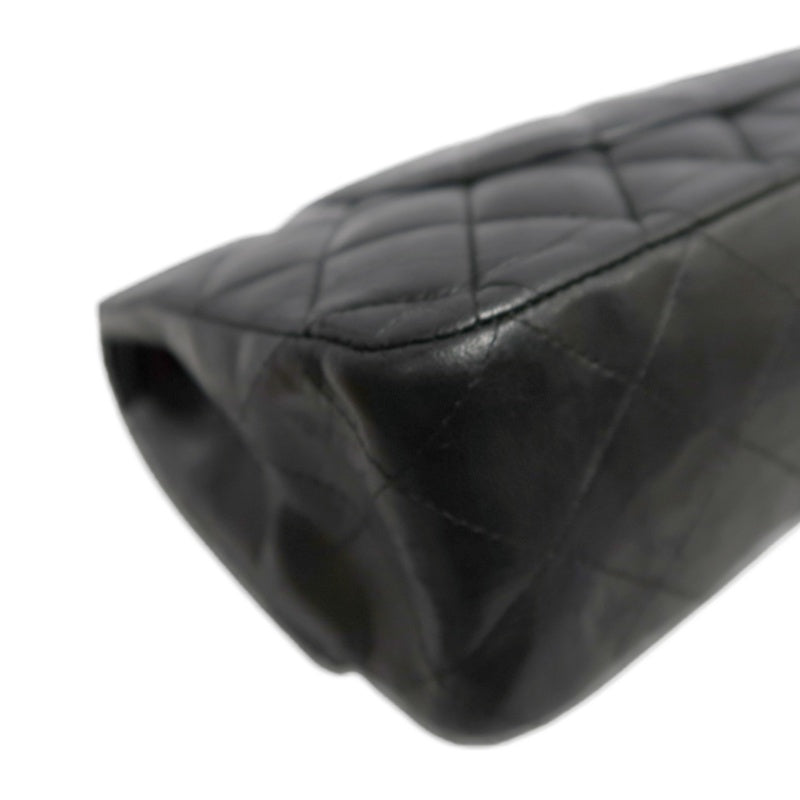 CHANEL Classic Flap Black Lambskin Quilted Flap Shoulder Bag With Gold Hardware