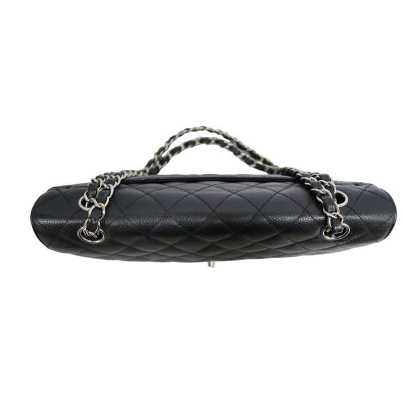 CHANEL Classic Flap Black Caviar Leather Quilted Flap Shoulder Bag With Gold Hardware