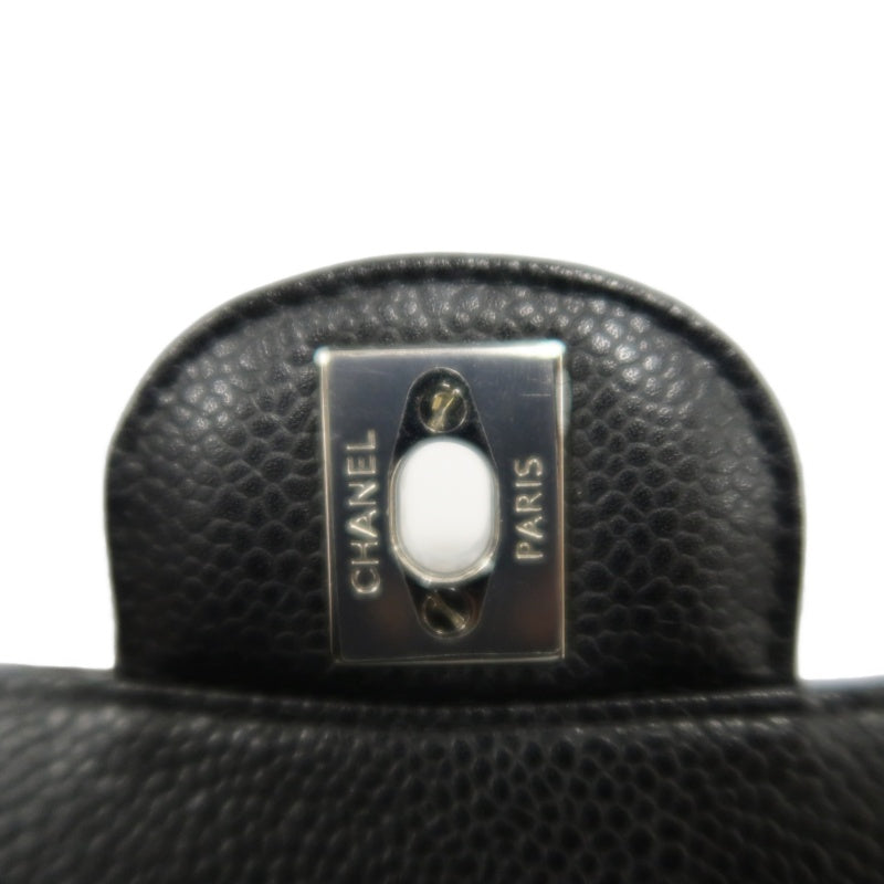 CHANEL Classic Flap Black Caviar Leather Quilted Flap Shoulder Bag With Gold Hardware