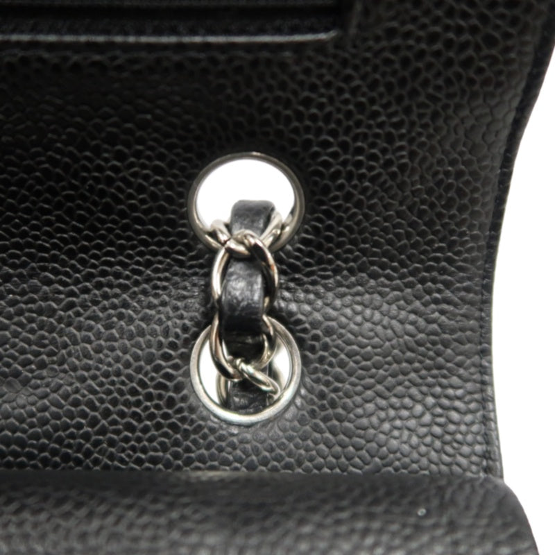 CHANEL Classic Flap Black Caviar Leather Quilted Flap Shoulder Bag With Gold Hardware