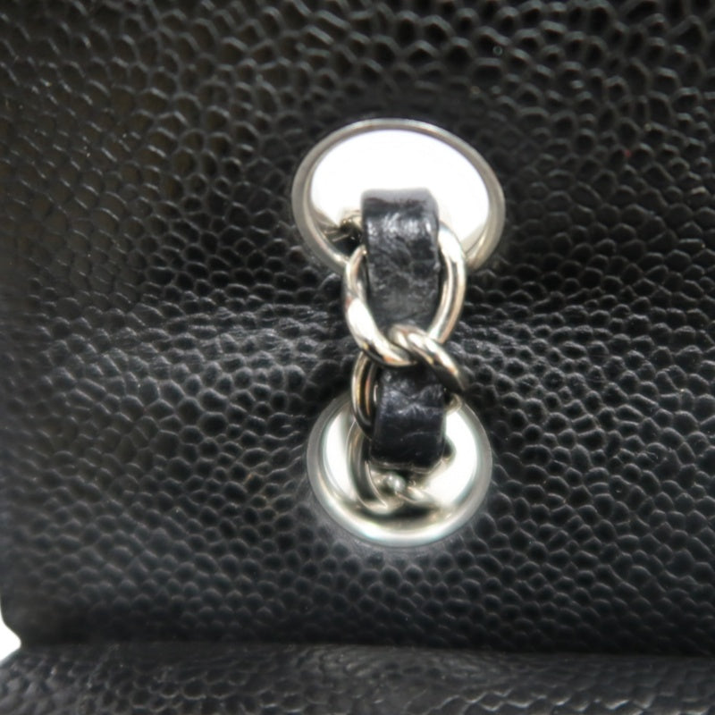 CHANEL Classic Flap Black Caviar Leather Quilted Flap Shoulder Bag With Gold Hardware