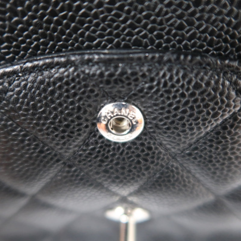 CHANEL Classic Flap Black Caviar Leather Quilted Flap Shoulder Bag With Gold Hardware