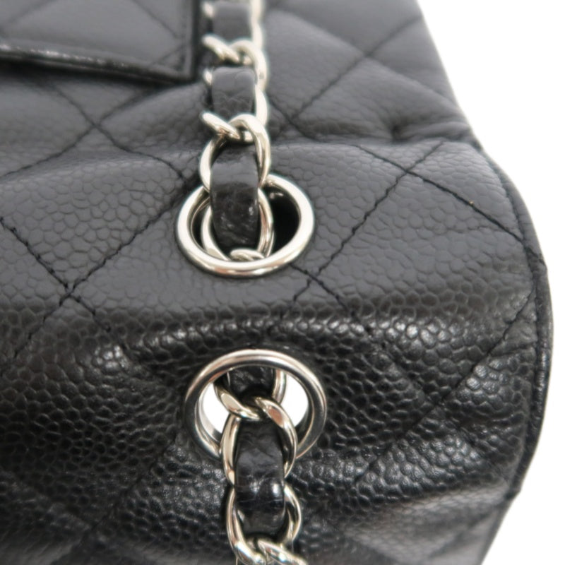 CHANEL Classic Flap Black Caviar Leather Quilted Flap Shoulder Bag With Gold Hardware