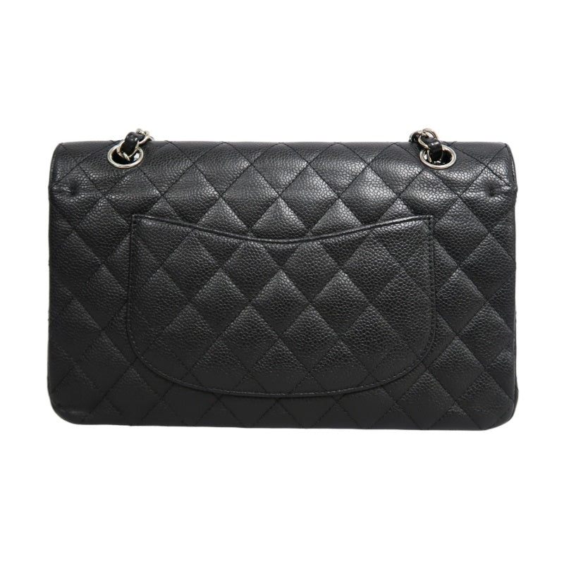 CHANEL Classic Flap Black Caviar Leather Quilted Flap Shoulder Bag With Gold Hardware