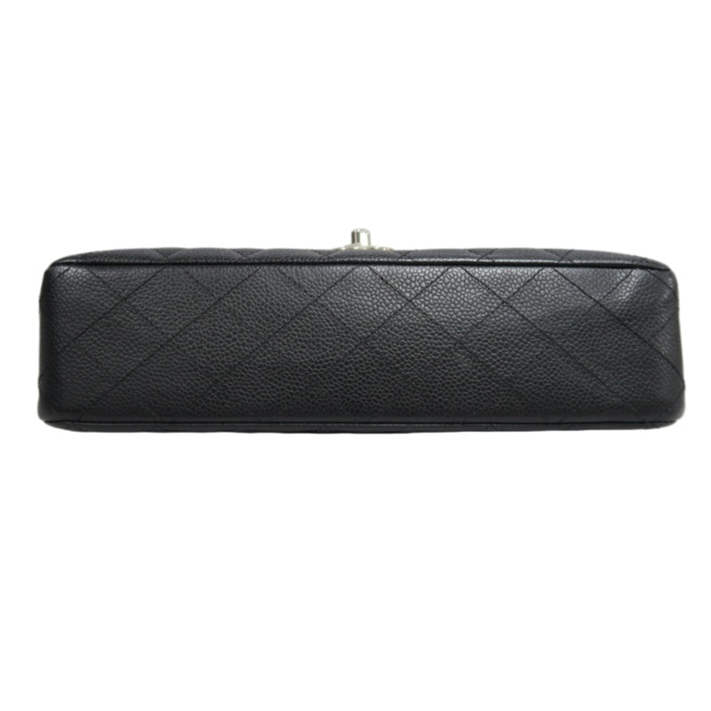 CHANEL Classic Flap Black Caviar Leather Quilted Flap Shoulder Bag With Gold Hardware