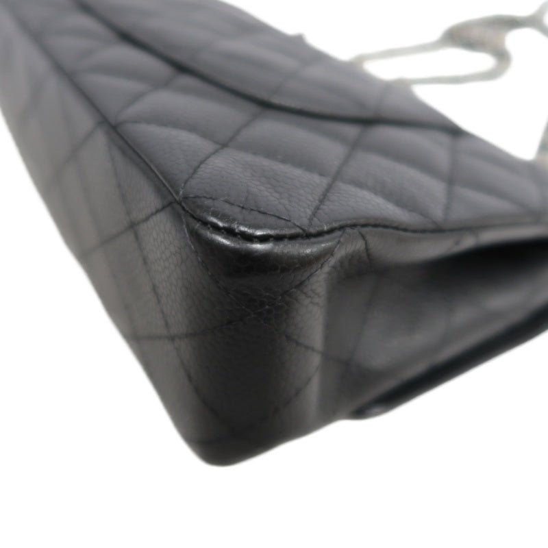 CHANEL Classic Flap Black Caviar Leather Quilted Flap Shoulder Bag With Gold Hardware