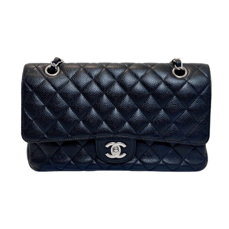 CHANEL Classic Flap Black Caviar Leather Quilted Flap Shoulder Bag With Gold Hardware, With Authenticity Card