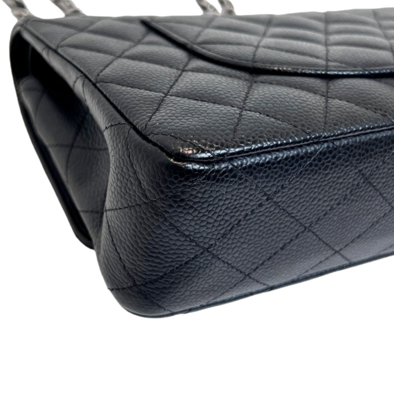 CHANEL Classic Flap Black Caviar Leather Quilted Flap Shoulder Bag With Gold Hardware, With Authenticity Card