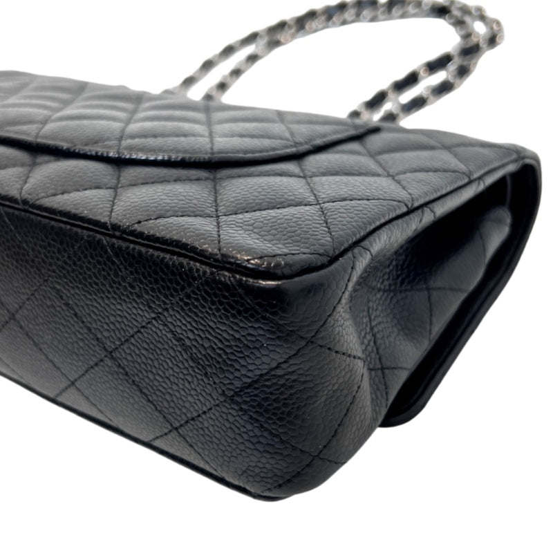 CHANEL Classic Flap Black Caviar Leather Quilted Flap Shoulder Bag With Gold Hardware, With Authenticity Card