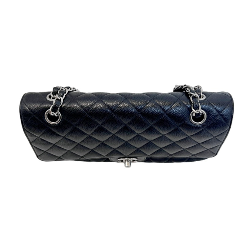 CHANEL Classic Flap Black Caviar Leather Quilted Flap Shoulder Bag With Gold Hardware, With Authenticity Card