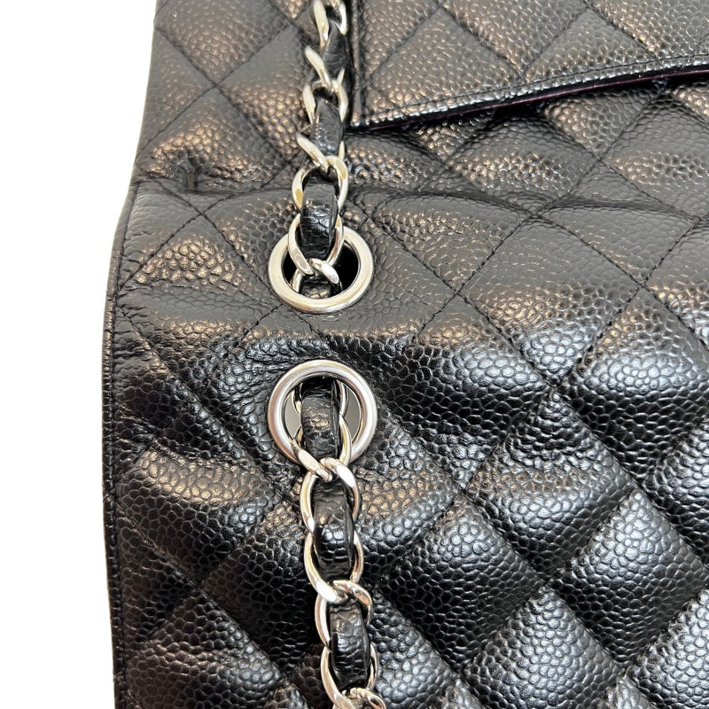 CHANEL Classic Flap Black Caviar Leather Quilted Flap Shoulder Bag With Gold Hardware, With Authenticity Card