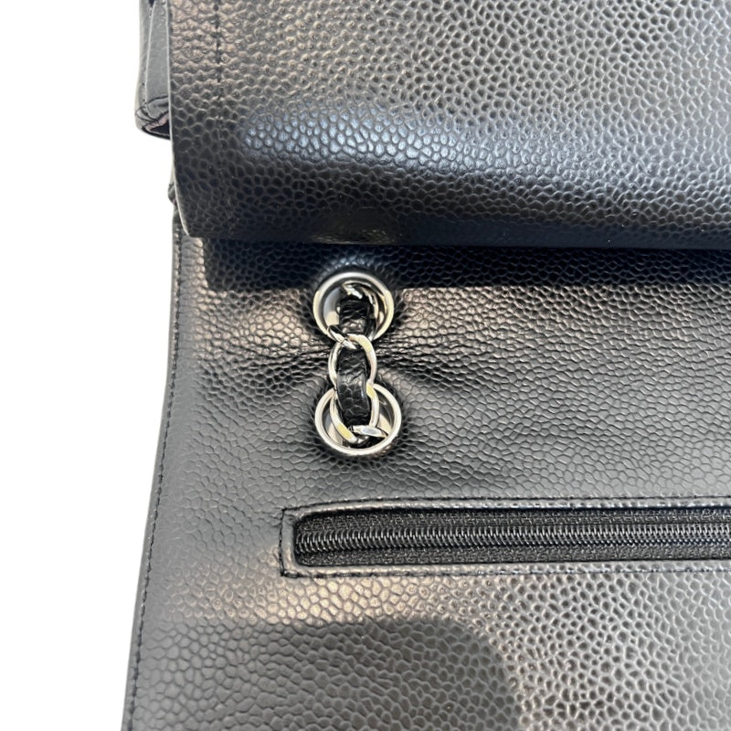 CHANEL Classic Flap Black Caviar Leather Quilted Flap Shoulder Bag With Gold Hardware, With Authenticity Card