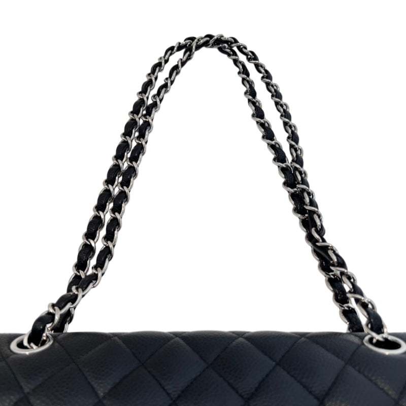 CHANEL Classic Flap Black Caviar Leather Quilted Flap Shoulder Bag With Gold Hardware, With Authenticity Card