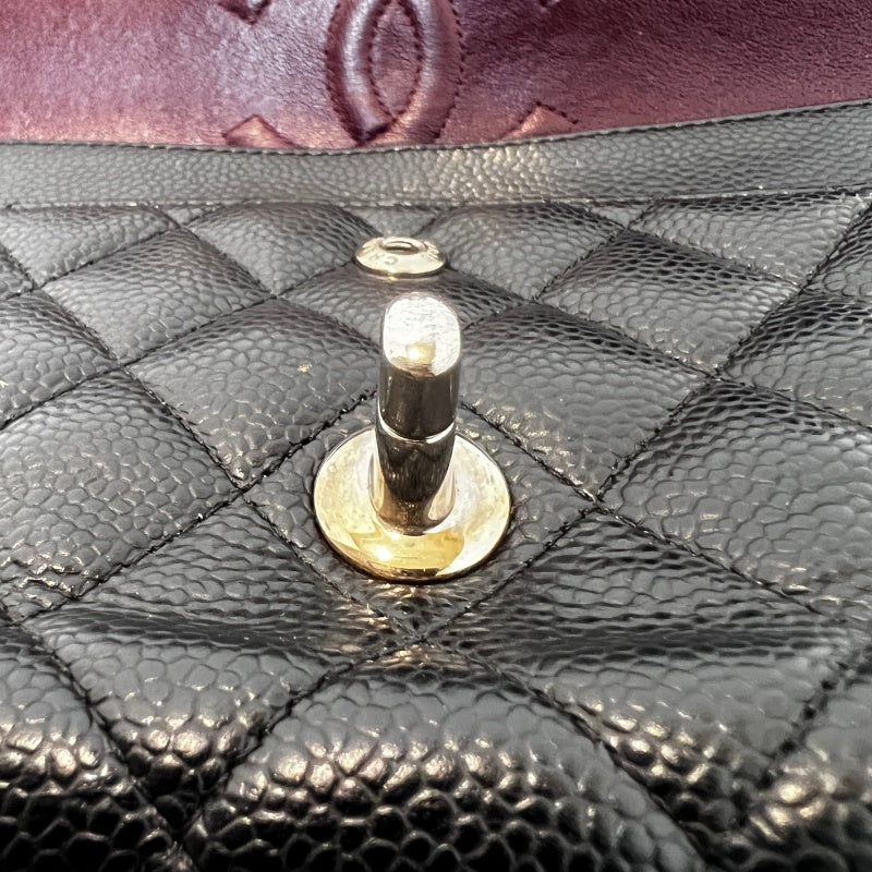 CHANEL Classic Flap Black Caviar Leather Quilted Flap Shoulder Bag With Gold Hardware, With Authenticity Card