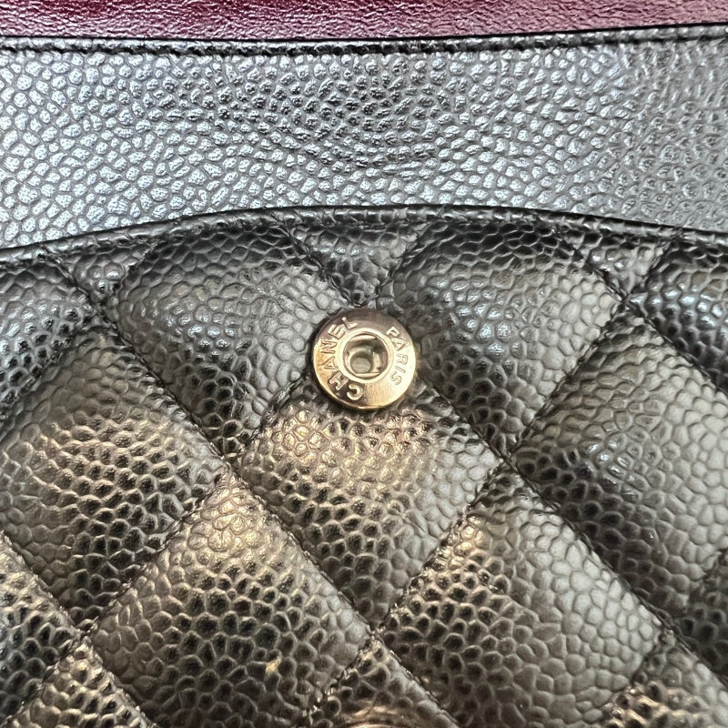 CHANEL Classic Flap Black Caviar Leather Quilted Flap Shoulder Bag With Gold Hardware, With Authenticity Card