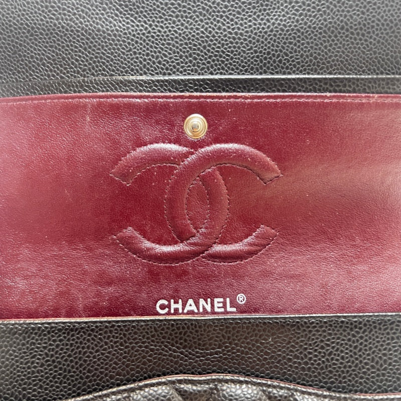 CHANEL Classic Flap Black Caviar Leather Quilted Flap Shoulder Bag With Gold Hardware, With Authenticity Card