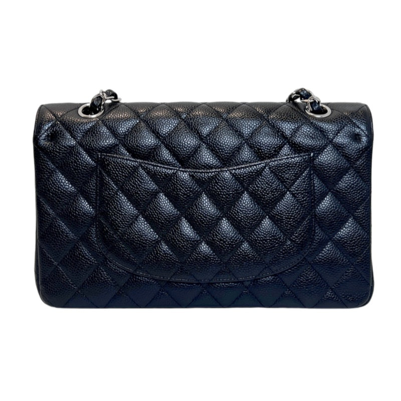 CHANEL Classic Flap Black Caviar Leather Quilted Flap Shoulder Bag With Gold Hardware, With Authenticity Card