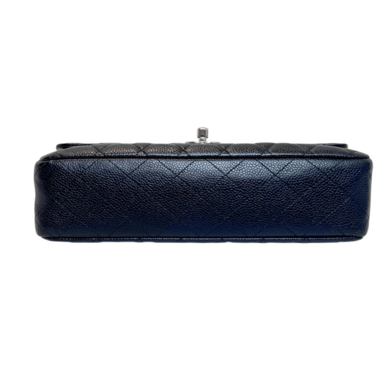 CHANEL Classic Flap Black Caviar Leather Quilted Flap Shoulder Bag With Gold Hardware, With Authenticity Card