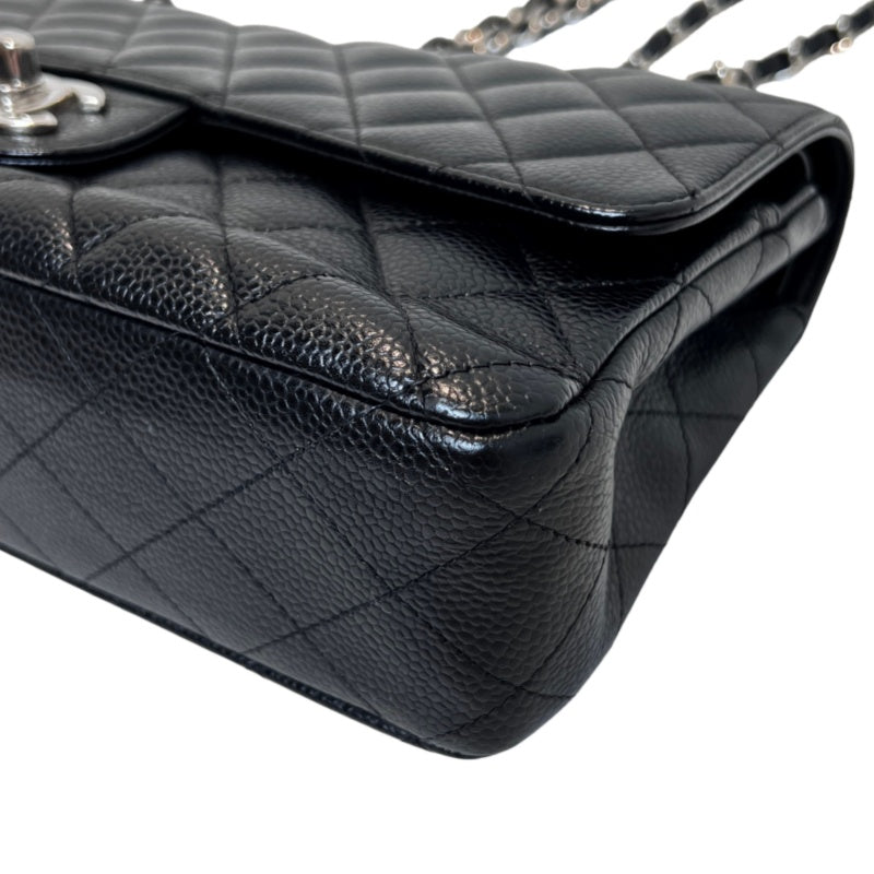 CHANEL Classic Flap Black Caviar Leather Quilted Flap Shoulder Bag With Gold Hardware, With Authenticity Card