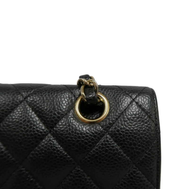 CHANEL Classic Flap Black Caviar Leather Quilted Flap Shoulder Bag With Gold Hardware, With Authenticity Card