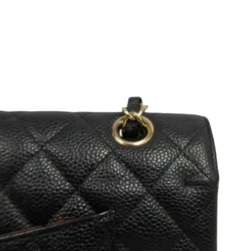 CHANEL Classic Flap Black Caviar Leather Quilted Flap Shoulder Bag With Gold Hardware, With Authenticity Card