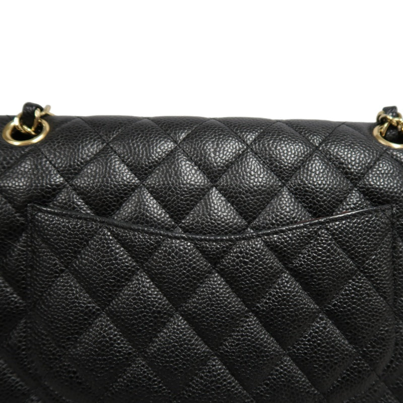 CHANEL Classic Flap Black Caviar Leather Quilted Flap Shoulder Bag With Gold Hardware, With Authenticity Card