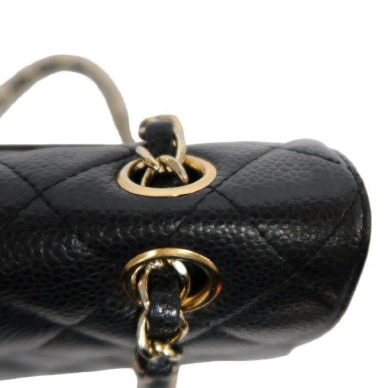 CHANEL Classic Flap Black Caviar Leather Quilted Flap Shoulder Bag With Gold Hardware, With Authenticity Card
