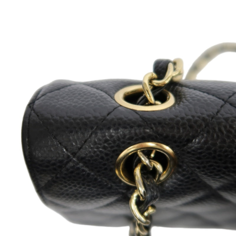 CHANEL Classic Flap Black Caviar Leather Quilted Flap Shoulder Bag With Gold Hardware, With Authenticity Card
